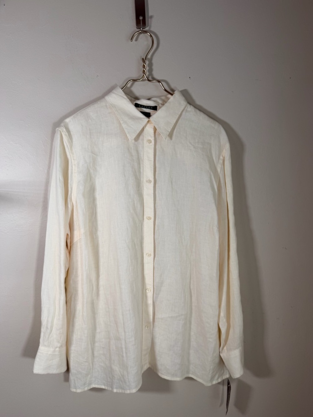 Ralph Lauren Cream Button-Front Linen Blouse